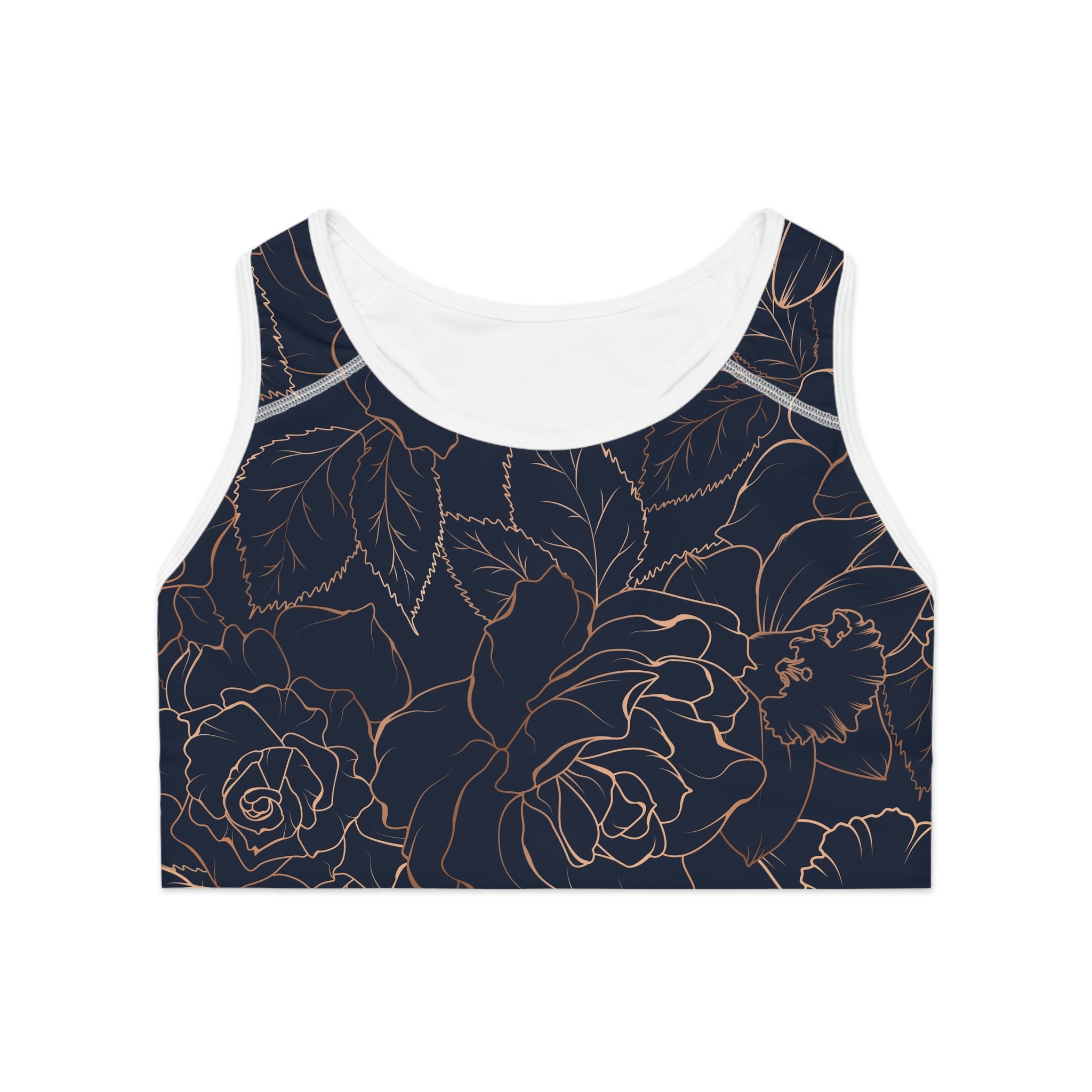 Rose Gold Floral Print Sports Bra